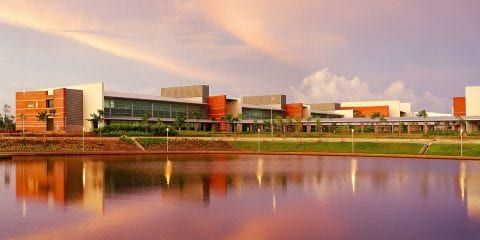 The outside of Curtin Malaysia campus