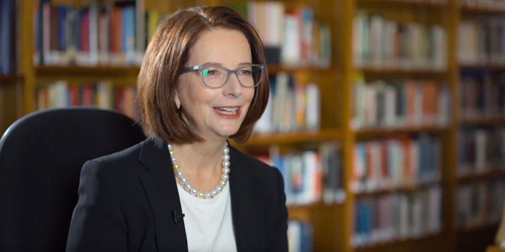 Julia Gillard looking at camera and smiling - play video