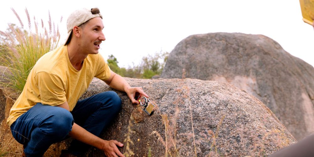 Geology student in the field