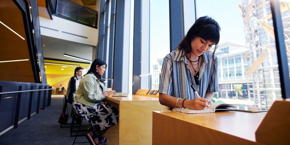 Students studying in med school