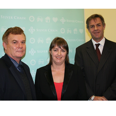 Image of Phil Della, Head of School Nursing and Midwifery, Federal Health Minister, Nicola Roxon, and Silver Chain Chief Executive Officer, Mr Chris McGowan.