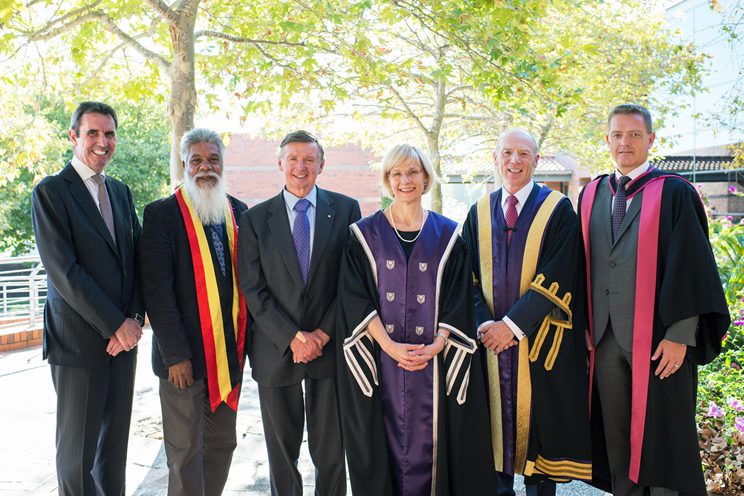 L-R - Peter Collier, Ted Wilkes, Governor, VC, Chanc., Colin Stirling