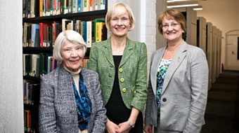 Lady Brodie-Hall and Professor Deborah Terry at the WASM library