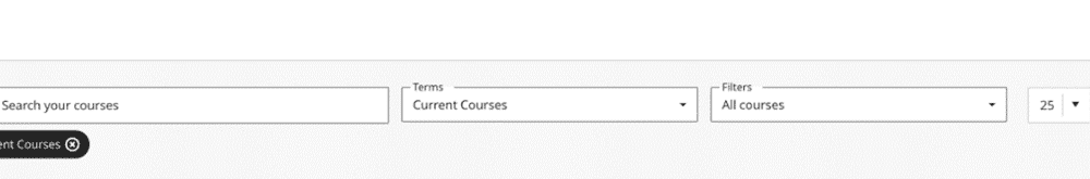 Screenshot of Blackboard courses page.