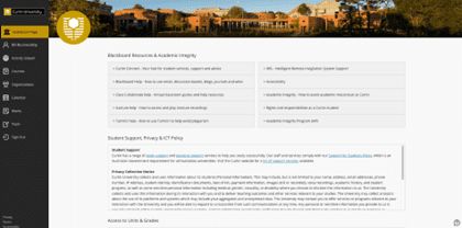 Screenshot of Blackboard Institution page.