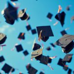 A sky full of graduation caps.