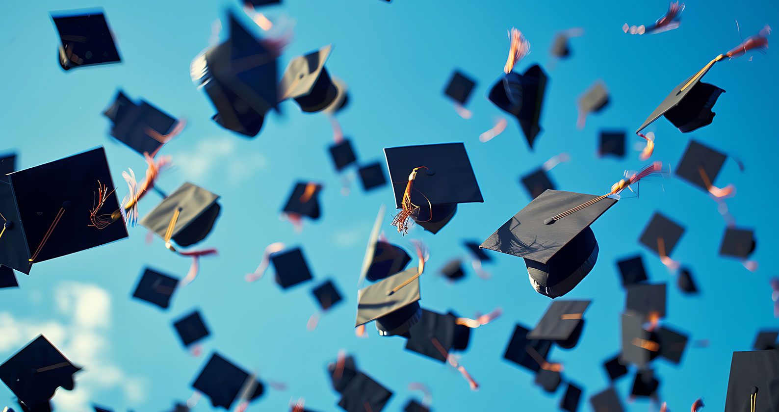 A sky full of graduation caps.