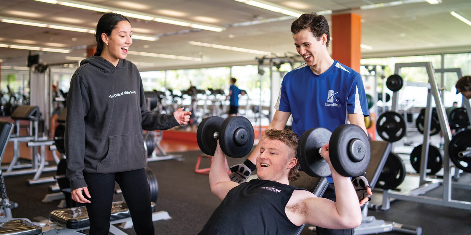 Student working out at Curtin Stadium gym.