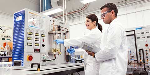 Chemical engineering students in the laboratories