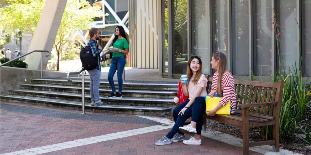 Engineering students hanging out at the Curtin Perth campus