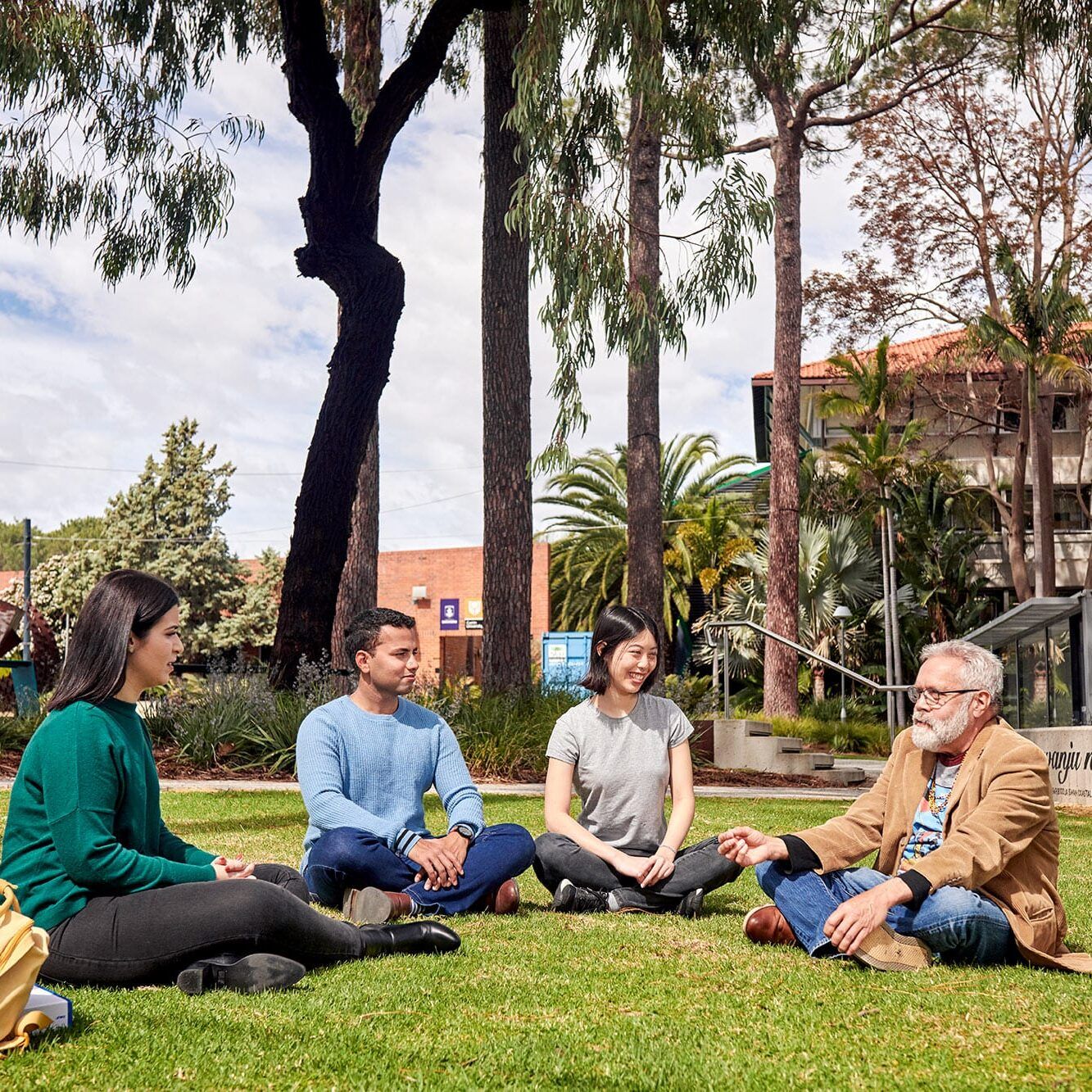 Students learning outside