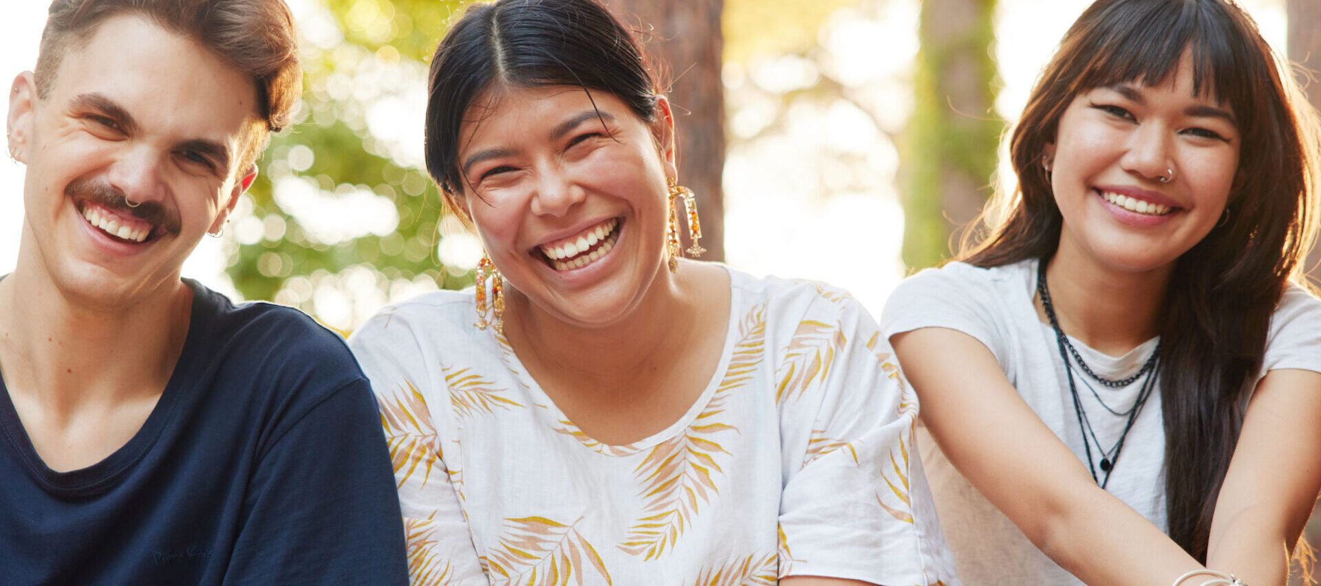 Smiling students outdoors