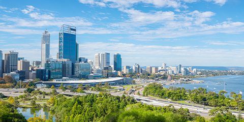 Perth landscape showcasing buildings and roads.