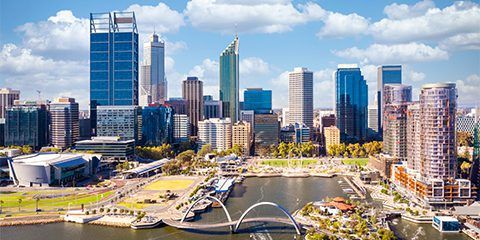 Perth CBD and Elizabeth Quay aerial view