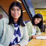 Female student wearing glasses