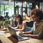 young professionals in an open-office setting