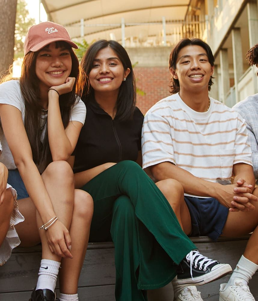 Students sitting on steps