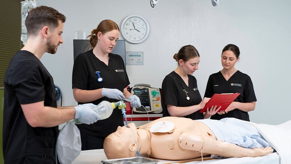 group of students in hospital simulator