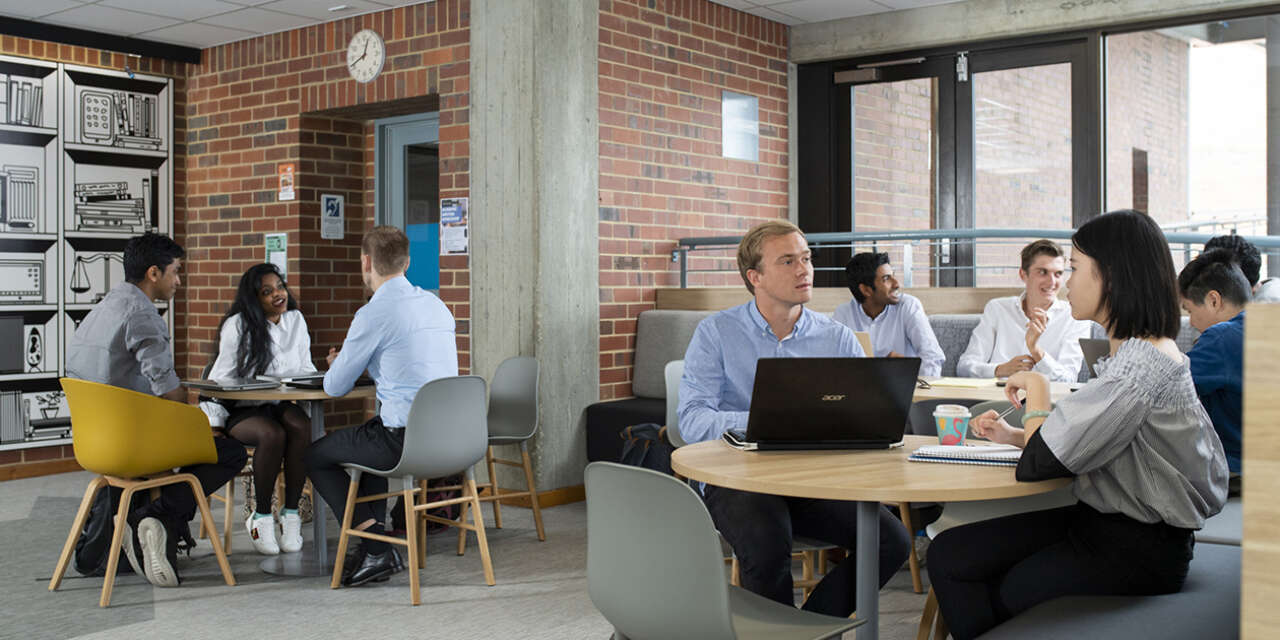 Students sitting in study area