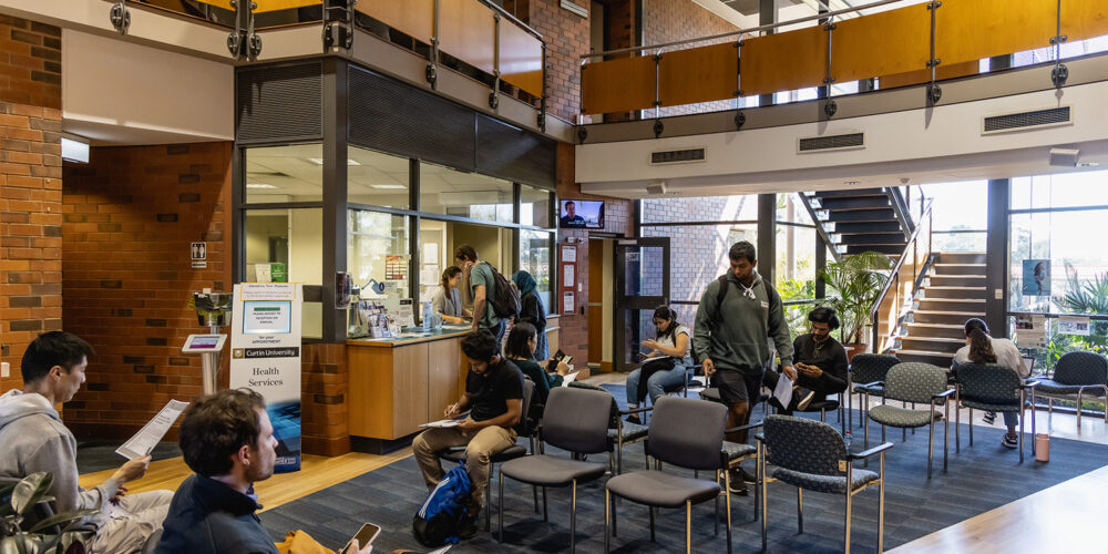 An image of the Health Centre reception in Building 109, Curtin Perth