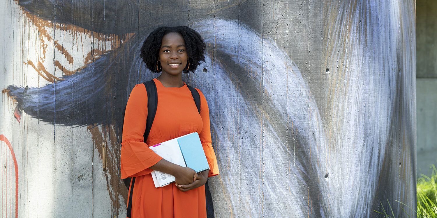 Student smiling facing camera